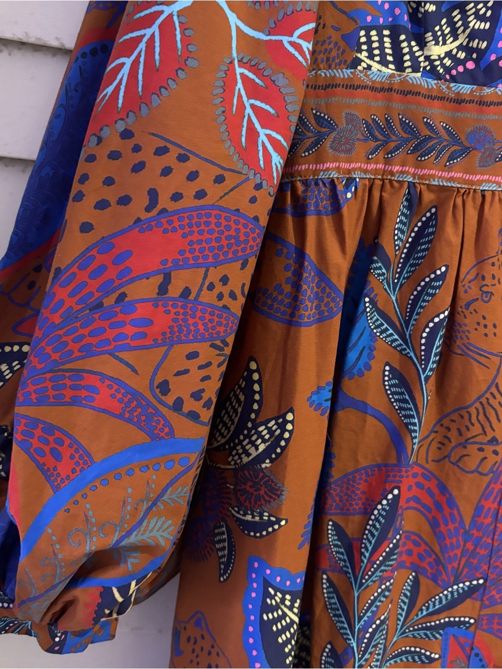 Farm Rio Tropical Print with Leaf and Jaguar Detail Dress Size XL - Picture 2 of 14